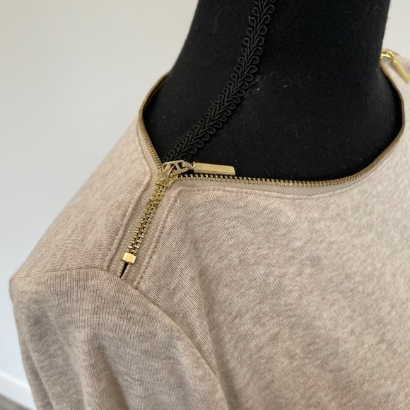 Rafaella Beige 3/4 Sleeve Zip Neck Top - Picture 4 of 6